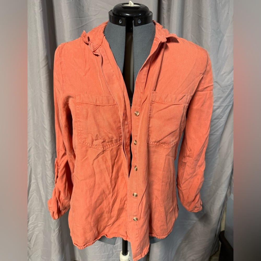 *Split back Coral Button Up